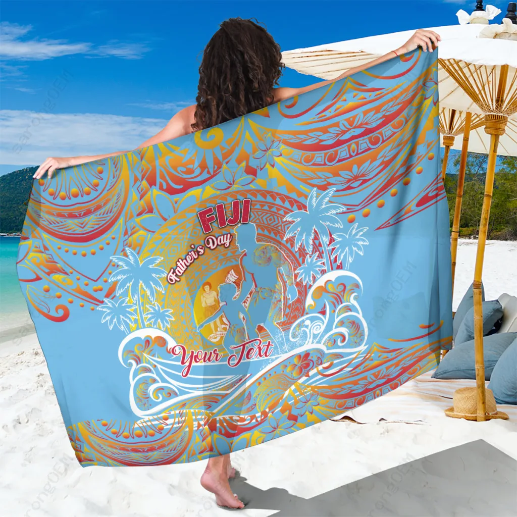 Multicolor Polynesian Tiki Hibiscus Palm Print Sarong Fiji Tropical Island Beach Wrap Skirt Wholesale Pareo - main view