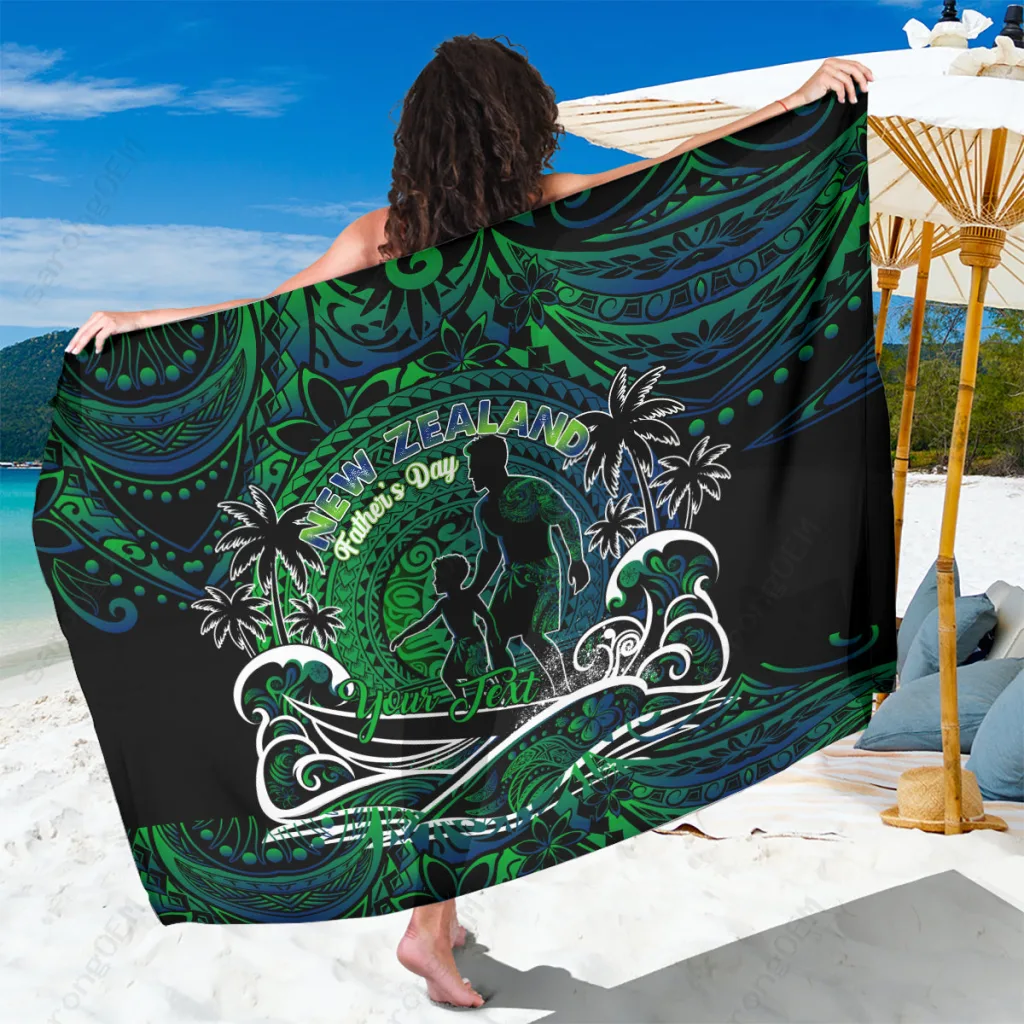 Multicolor Polynesian Tribal Tiki Hibiscus Palm Print Sarong Beach Wrap for Resort Hotel Wholesale Pareo - main view