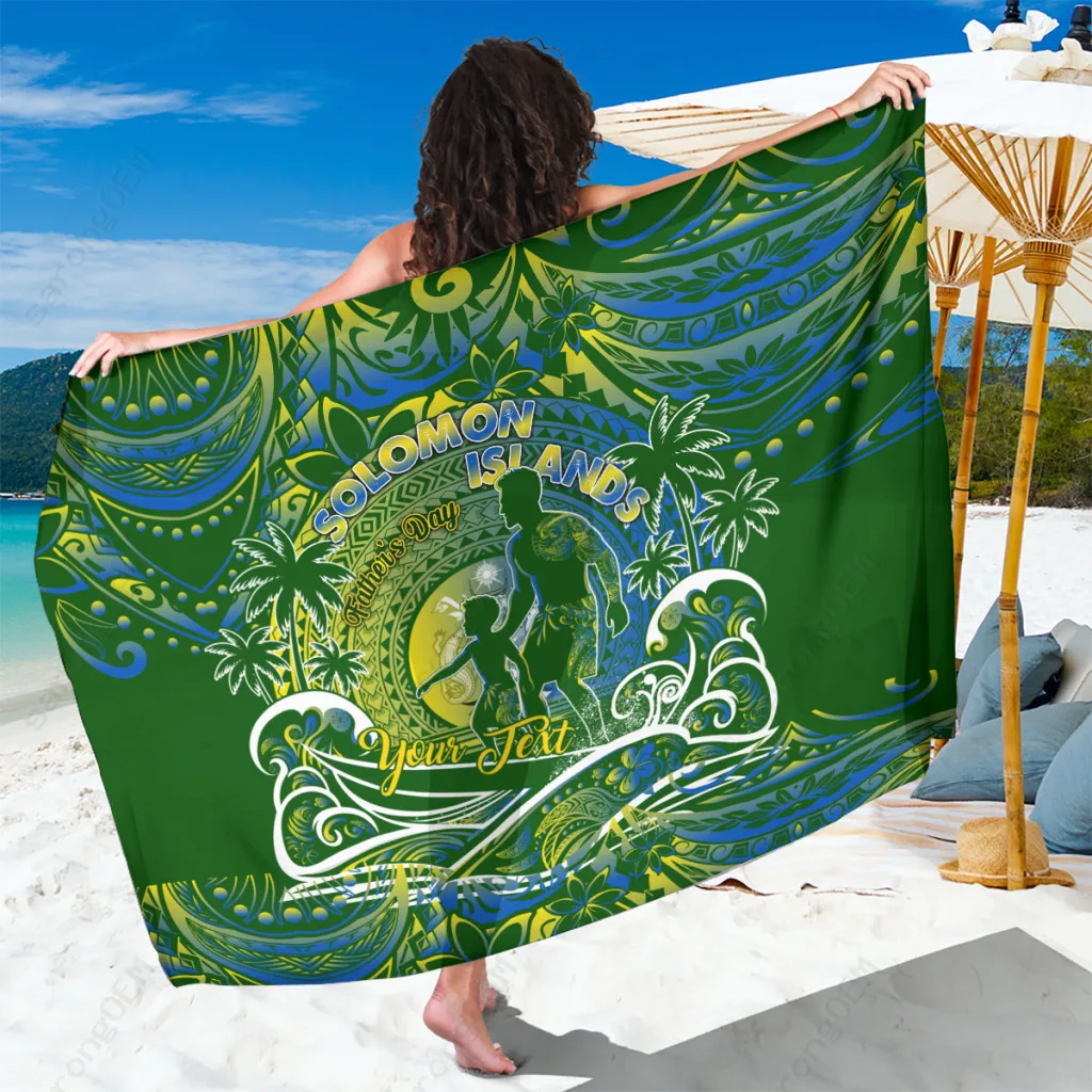 Polynesian Tropical Island Tribal Print Sarong Beach Wrap Pareo Resort Cover Up OEM Custom - main view