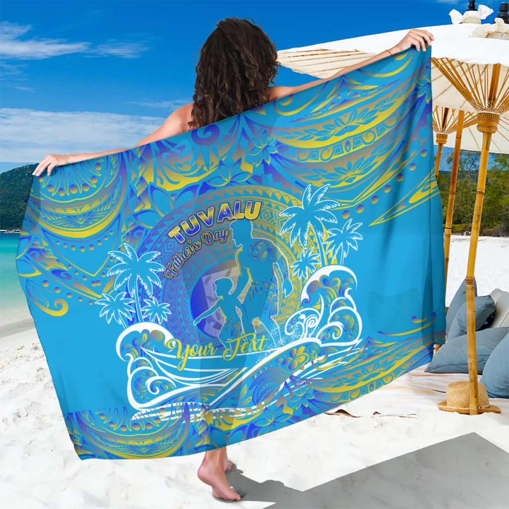 Deep Blue Gold Tribal Turtle Hibiscus Print Sarong Polynesian Style Beach Wrap Resort Pareo Wholesale - main view