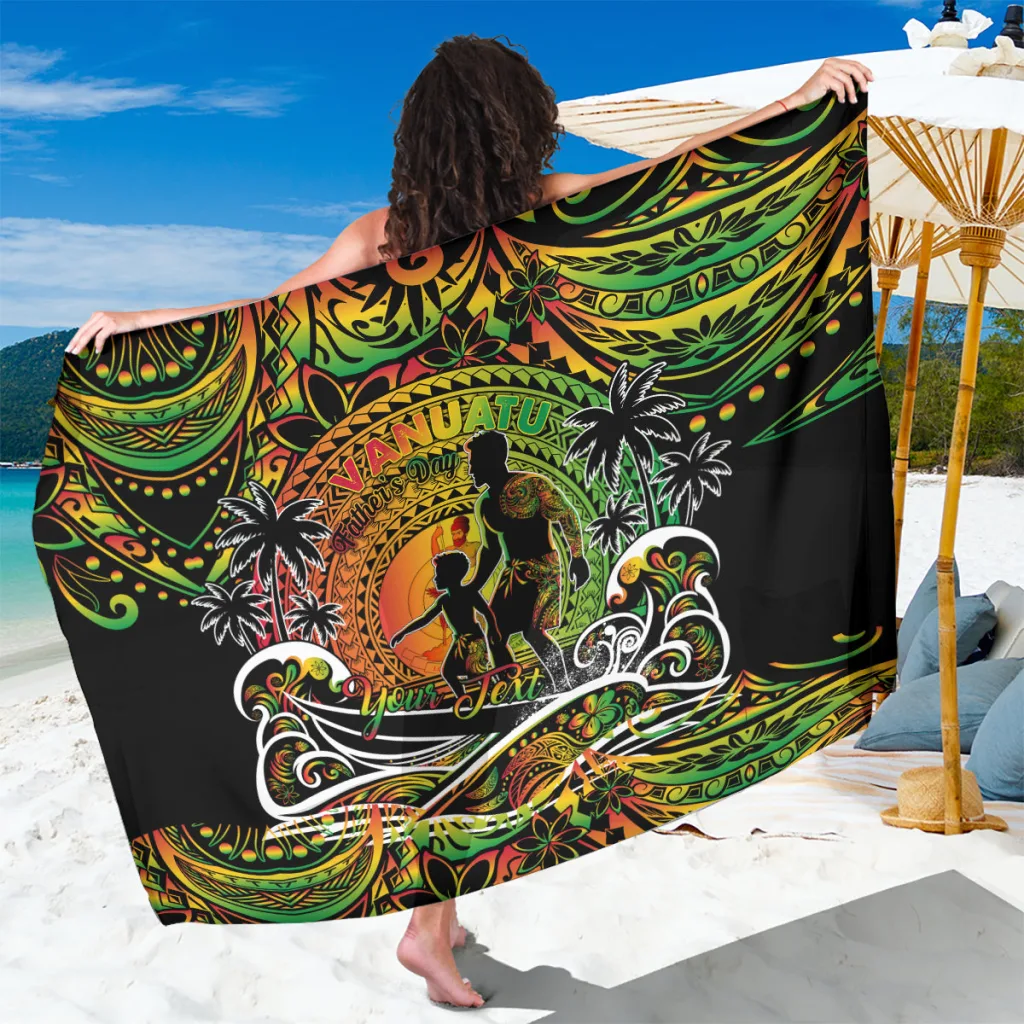 Navy Blue Polynesian Tribal Tropic Floral Print Sarong Vanuatu Beach Cover Up Wholesale Pareo - main view
