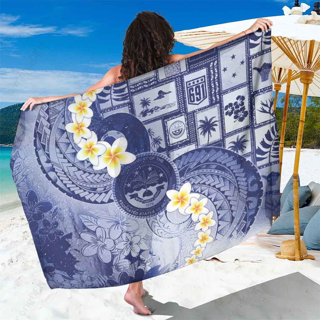 Dark Retro Christmas Sarong with Tribal Print, Polynesian Island Beach Wrap for Resort Wear, Wholesale Pareo - main view