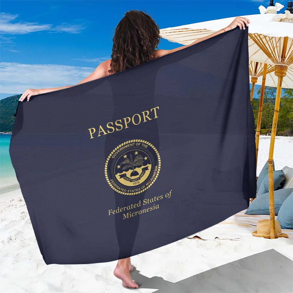 Beige Passport Motif Palm Frond Hibiscus Print Sarong South Pacific Island Beach Wrap Wholesale Pareo - main view