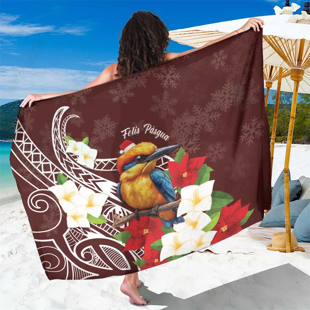 Red Green Christmas Fish Tropical Island Print Sarong Polynesian Beach Wrap Wholesale Pareo - main view