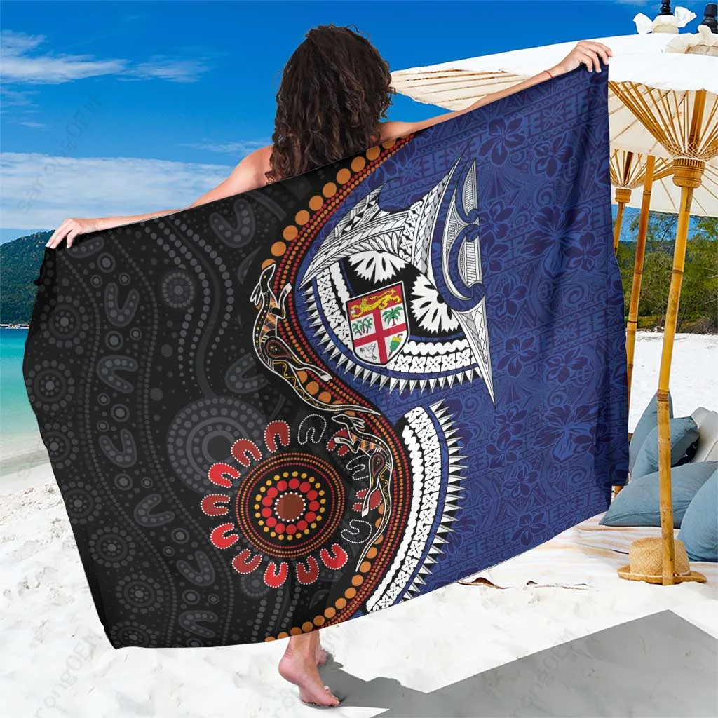 Tribal Tapa Hibiscus Sarong Fiji Island Beach Wrap Pareo Resort Cover Up Wholesale - main view