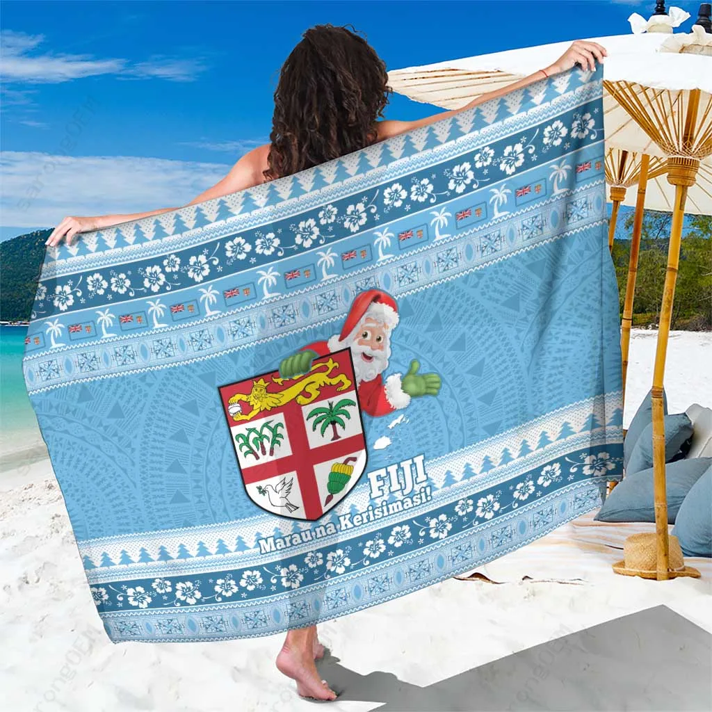 Fiji Christmas Blue Tribal Print Sarong South Pacific Tropical Beach Wrap Pareo Wholesale - related