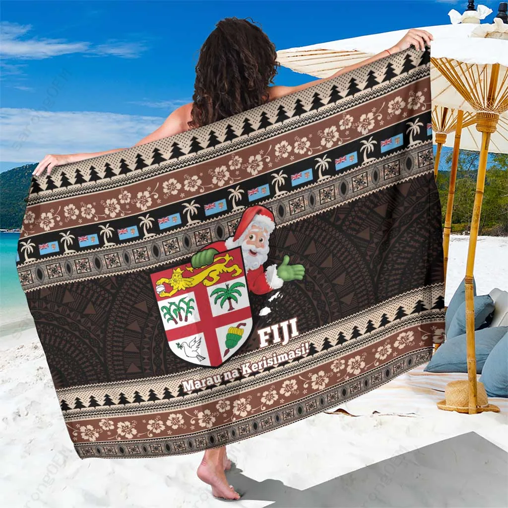 Brown Fiji Christmas Tribal Print Sarong South Pacific Beach Wrap Pareo Wholesale - main view