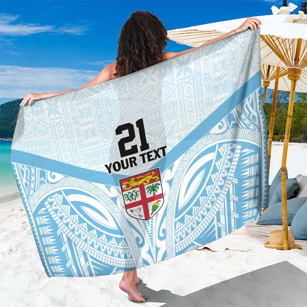 Blue Fiji Football Custom Sarong Bula Boys Go Champions Gold Tribal Print Beach Wrap Pareo Wholesale - main view