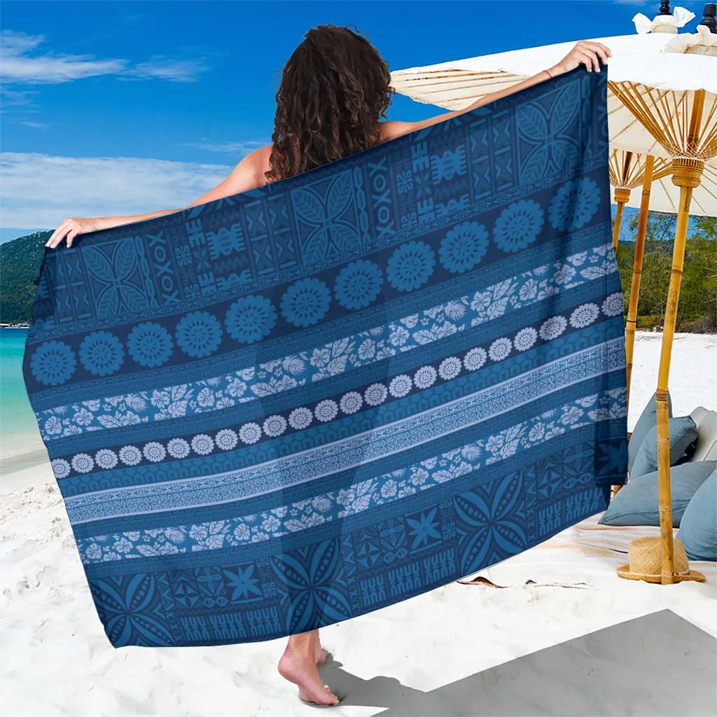 Blue Fiji Christmas Tapa Masi Sarong Beach Wrap Tropical Holiday Pareo Wholesale Custom Rayon - main view