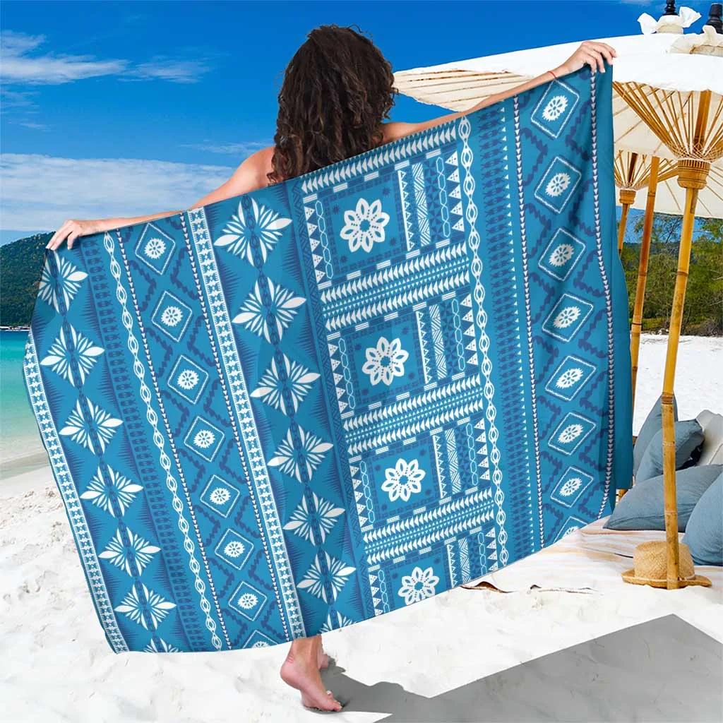 Fiji Masi All Blue Sarong Tapa Pattern - main view