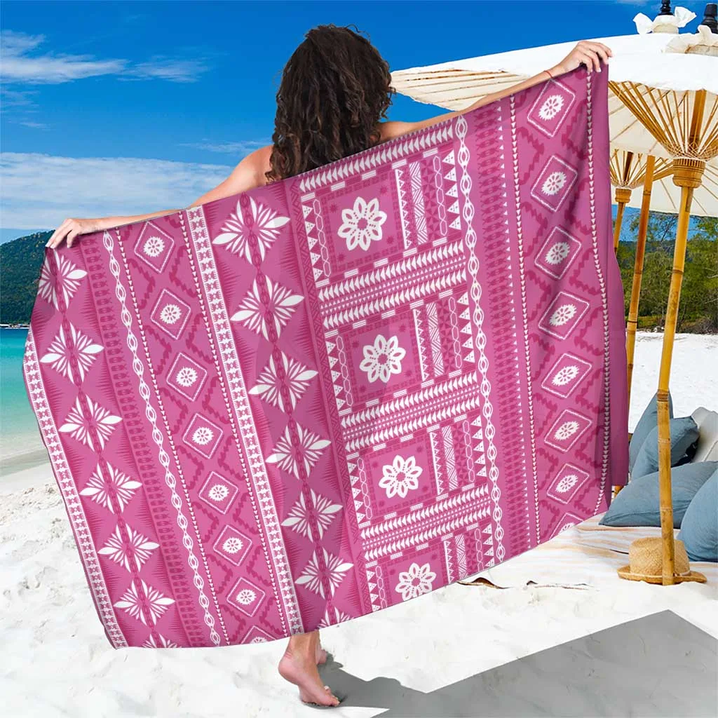 Pink Fiji Masi Tapa All-Over Print Sarong Beach Wrap Polynesian Resort Cover Up Wholesale Pareo - main view