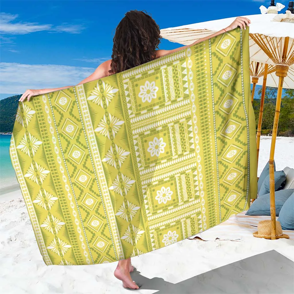 Fiji Masi All Yellow Sarong Tapa Pattern - main view