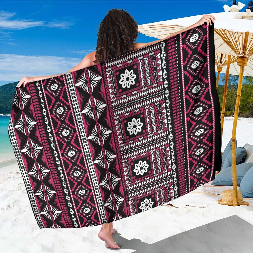 Pink Fiji Masi Tapa Pattern Sarong Tropical South Pacific Beach Wrap Wholesale Pareo - main view