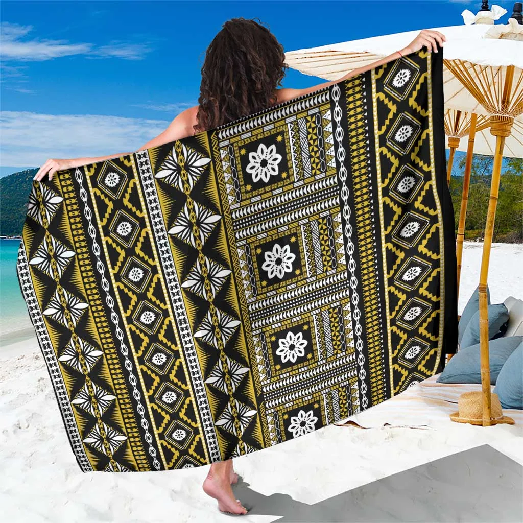 Yellow Fiji Masi Tapa Pattern Tribal Print Sarong South Pacific Tropical Beach Wrap Pareo Wholesale - main view
