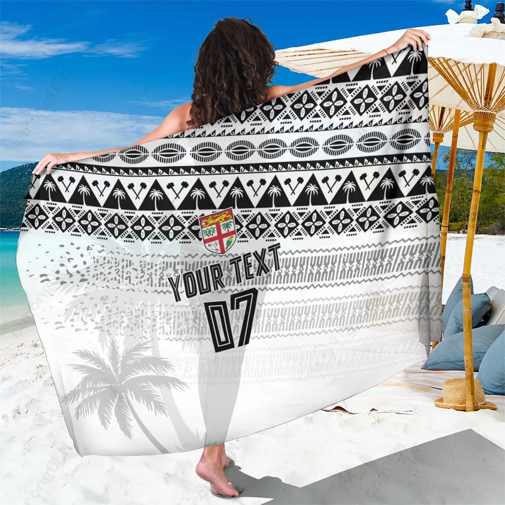 Black Fiji Tribal Custom Kaiviti Masi Print Sarong South Pacific Beach Wrap Pareo for Resort Wholesale - main view