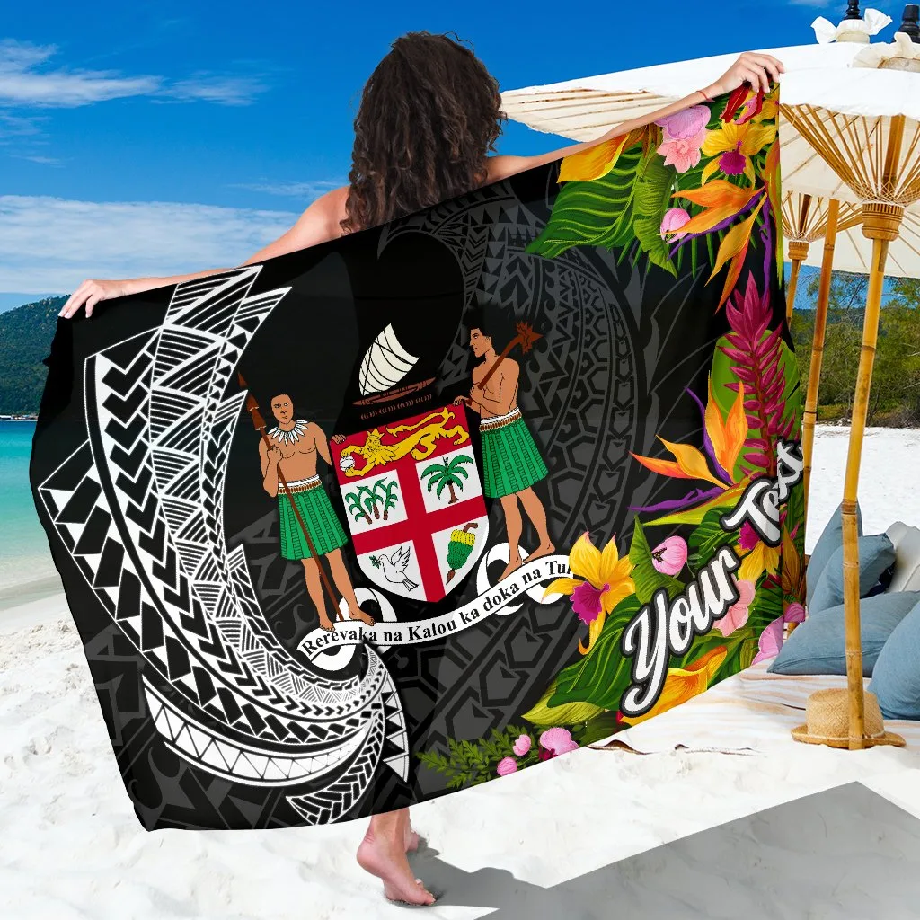Black Gold Spiral Turtle Polynesian Print Sarong Fiji Island Beach Wrap Custom Pareo Wholesale - main view