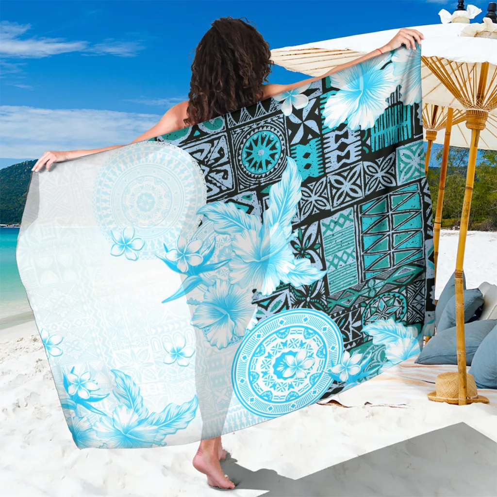 Fiji Sarong Masi Tapa Pattern Blue - main view