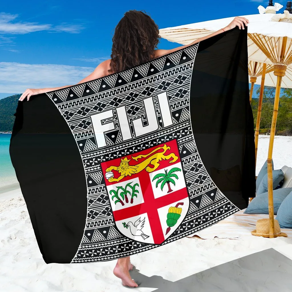 Fiji Tapa Palm Hibiscus Print Sarong South Pacific Tropical Beach Wrap Wholesale Pareo - main view