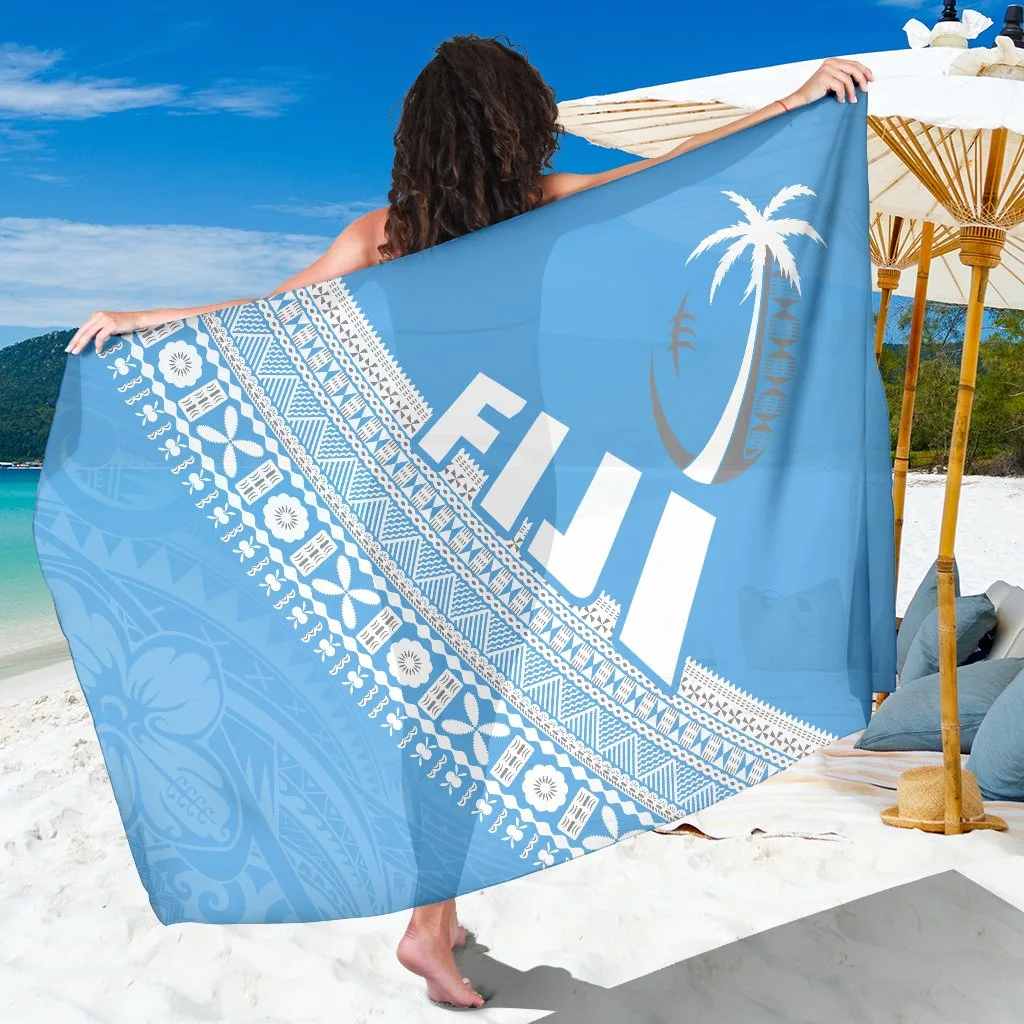 Blue Fiji Tapa Rugby Sarong Tropical Island Beach Wrap Pareo Wholesale Custom Rayon - main view