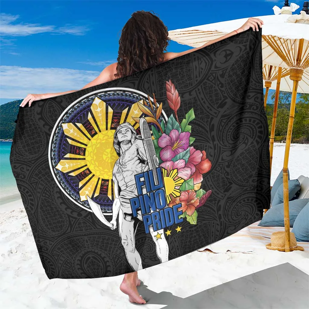 Red Hibiscus Flowers Lapu Lapu Hero Philippines Sarong Beach Wrap Pareo Wholesale Rayon - main view