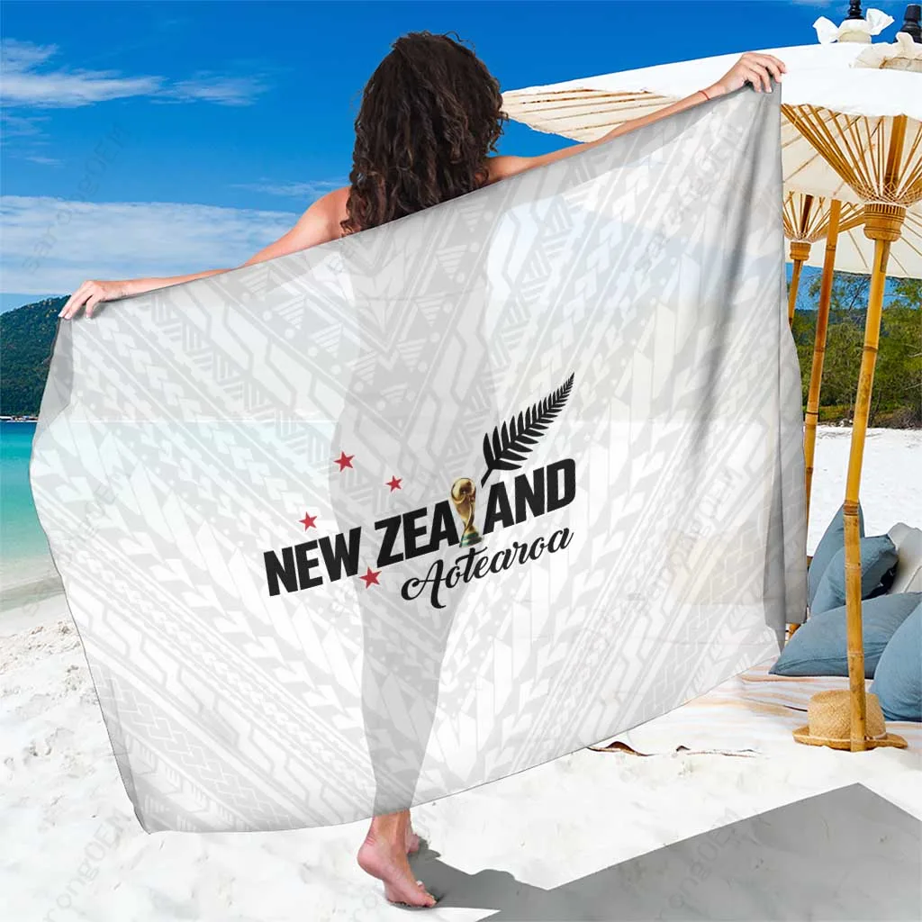 White All-Over Print Football New Zealand All Blacks Tribal Sarong South Pacific Beach Cover Up Wholesale Pareo - main view