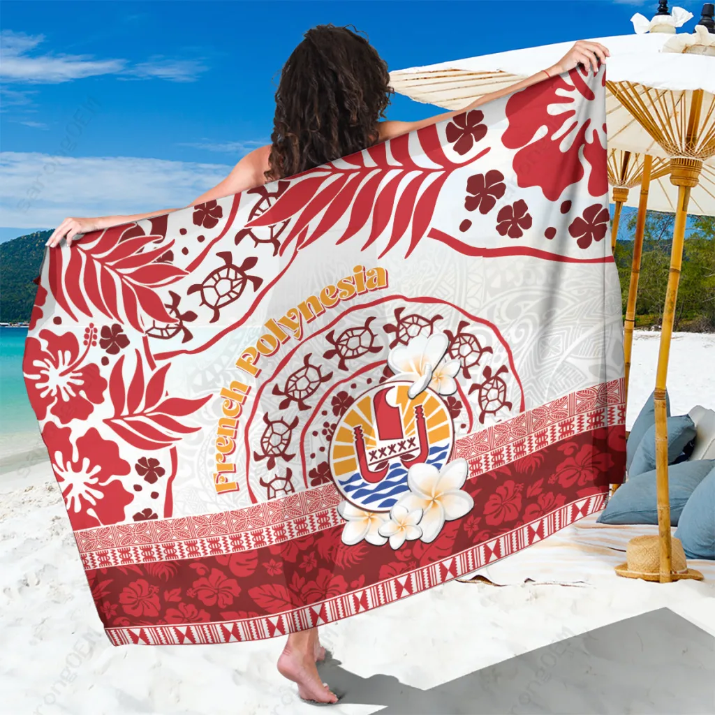 Tropical Hibiscus Turtle Print Sarong Polynesian Beach Wrap Resort Cover Up Wholesale Pareo - main view