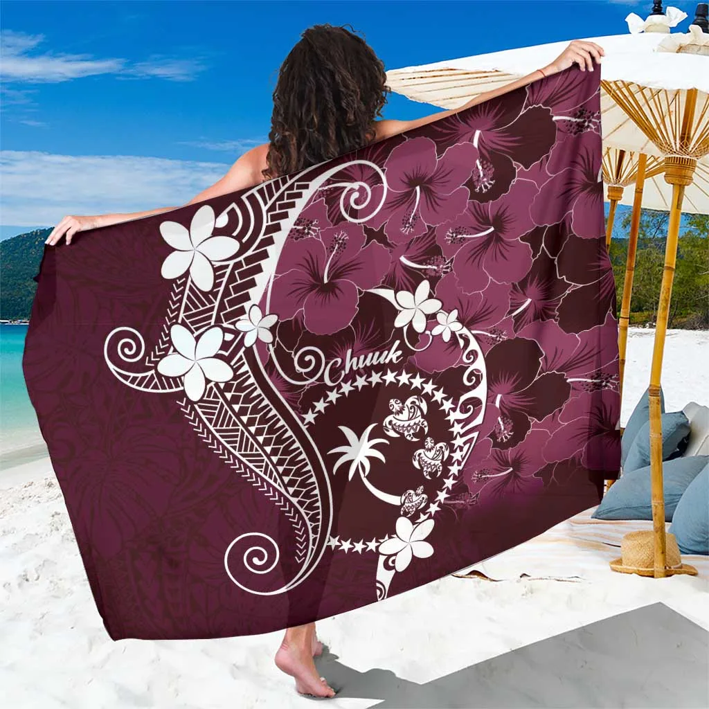 Pink Turtle Tropical Flowers Polynesian Print Sarong Beach Wrap Resort Cover Up Wholesale Pareo - main view