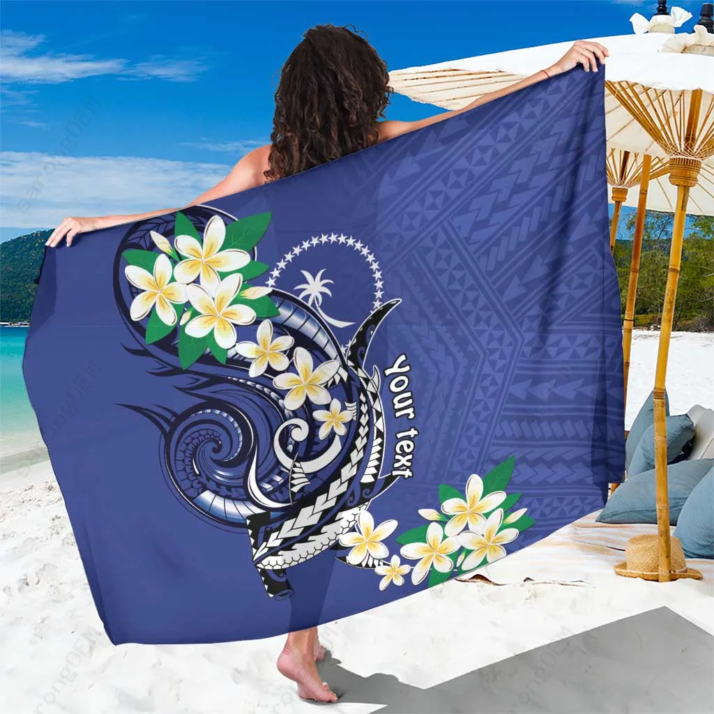 Black Polynesian Shark Tattoo Personalized Sarong Beach Wrap for Resort Hotel Wholesale Custom Pareo - main view