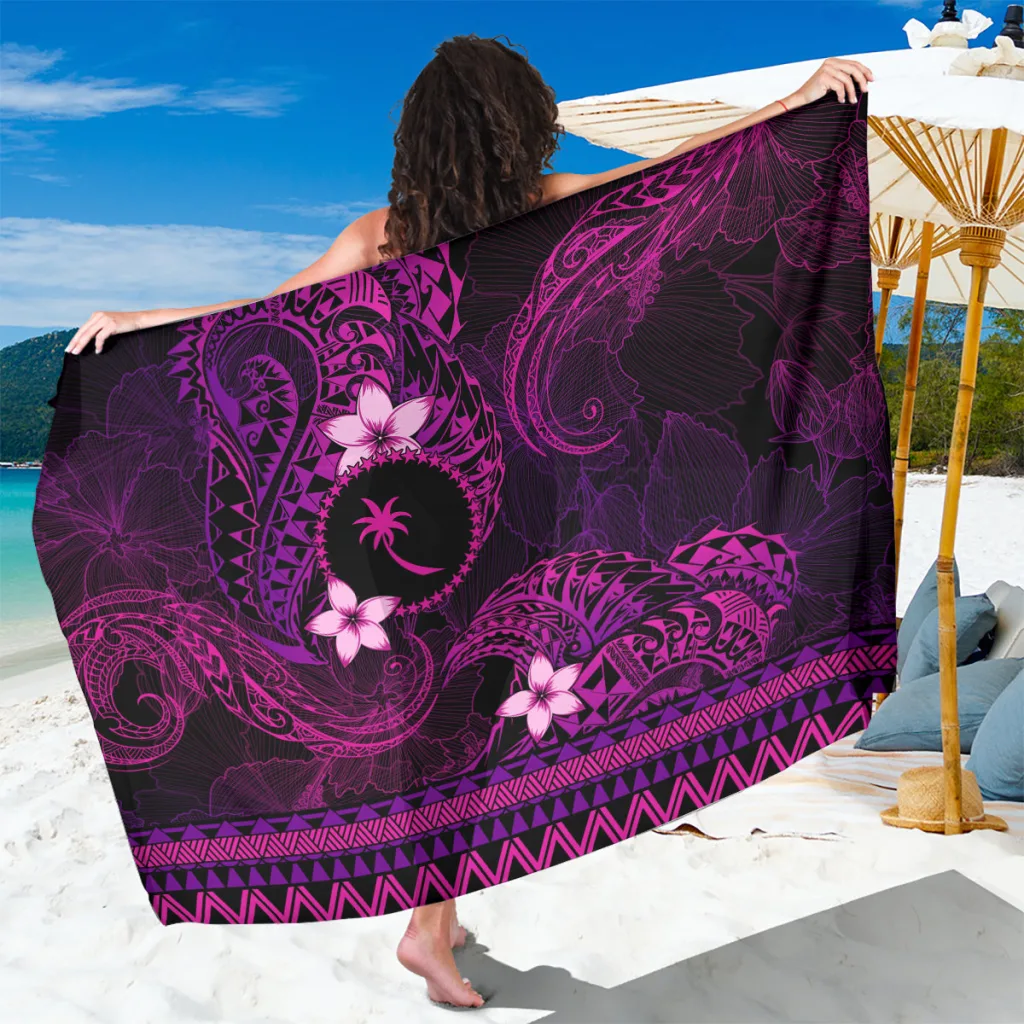Pink Tribal Pattern Geometric Print Sarong South Pacific Tropical Style Beach Wrap Wholesale Pareo - main view