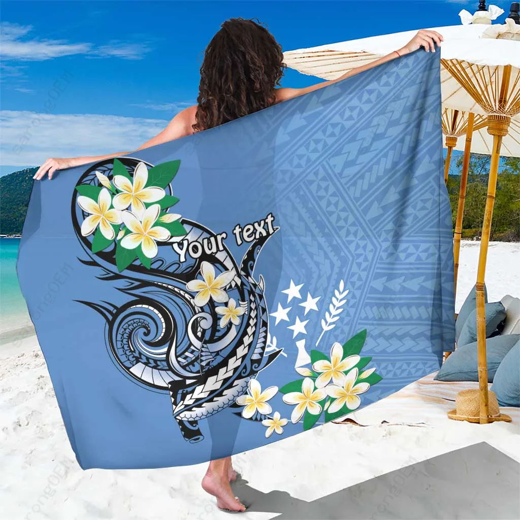 Black Polynesian Shark Tattoo Tribal Print Sarong Beach Wrap for Resort Vacation Wholesale Pareo - main view