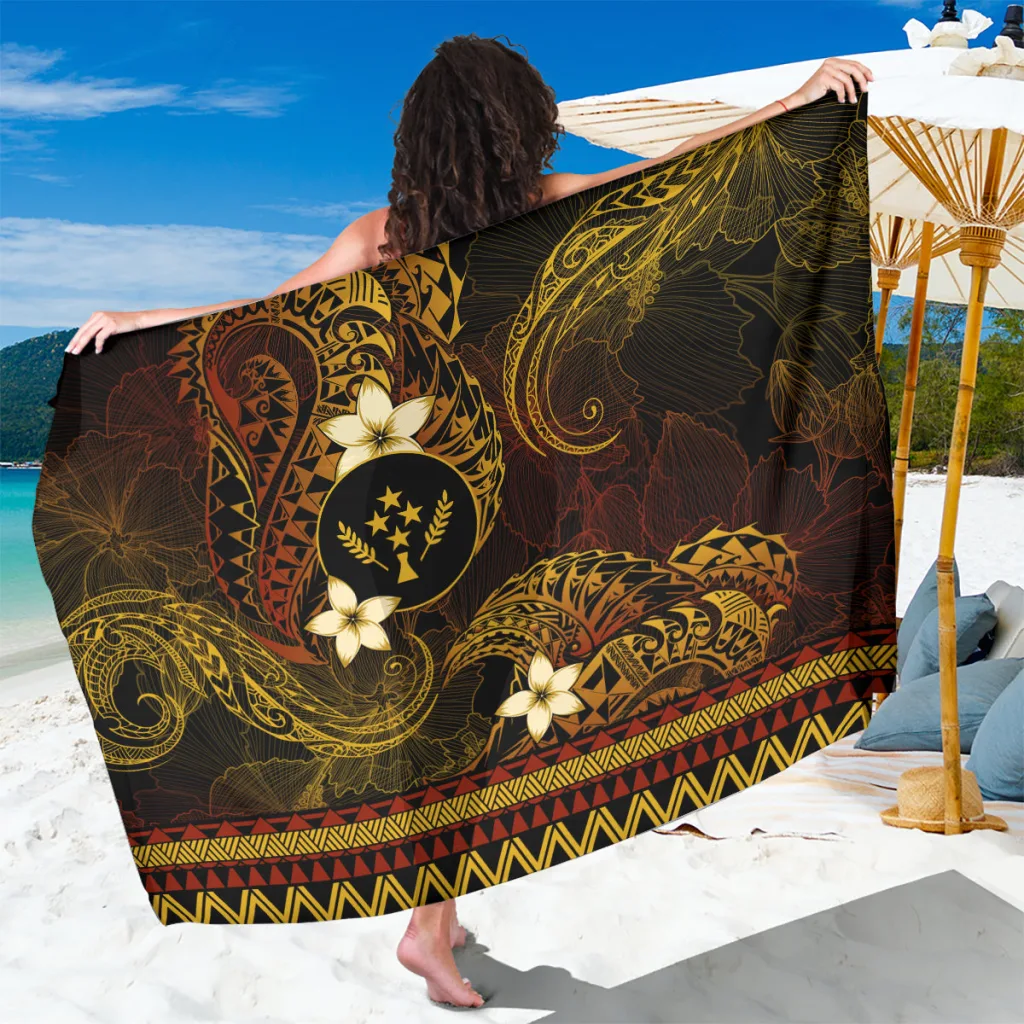 Gold Tribal Pattern Printed Sarong Polynesian Island Beach Wrap Wholesale Pareo - main view