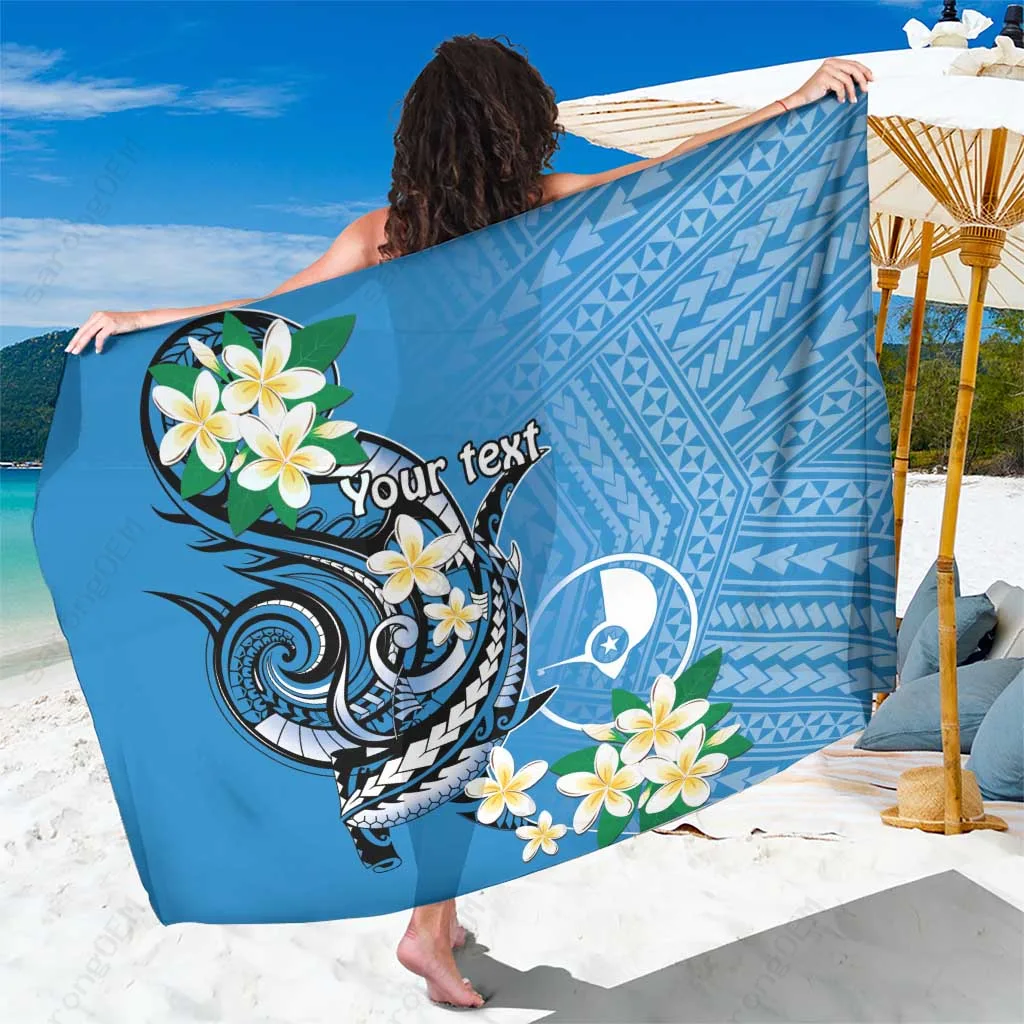 Black Polynesian Shark Tattoo Personalized Print Sarong South Pacific Island Resort Beach Wrap Wholesale Pareo - main view