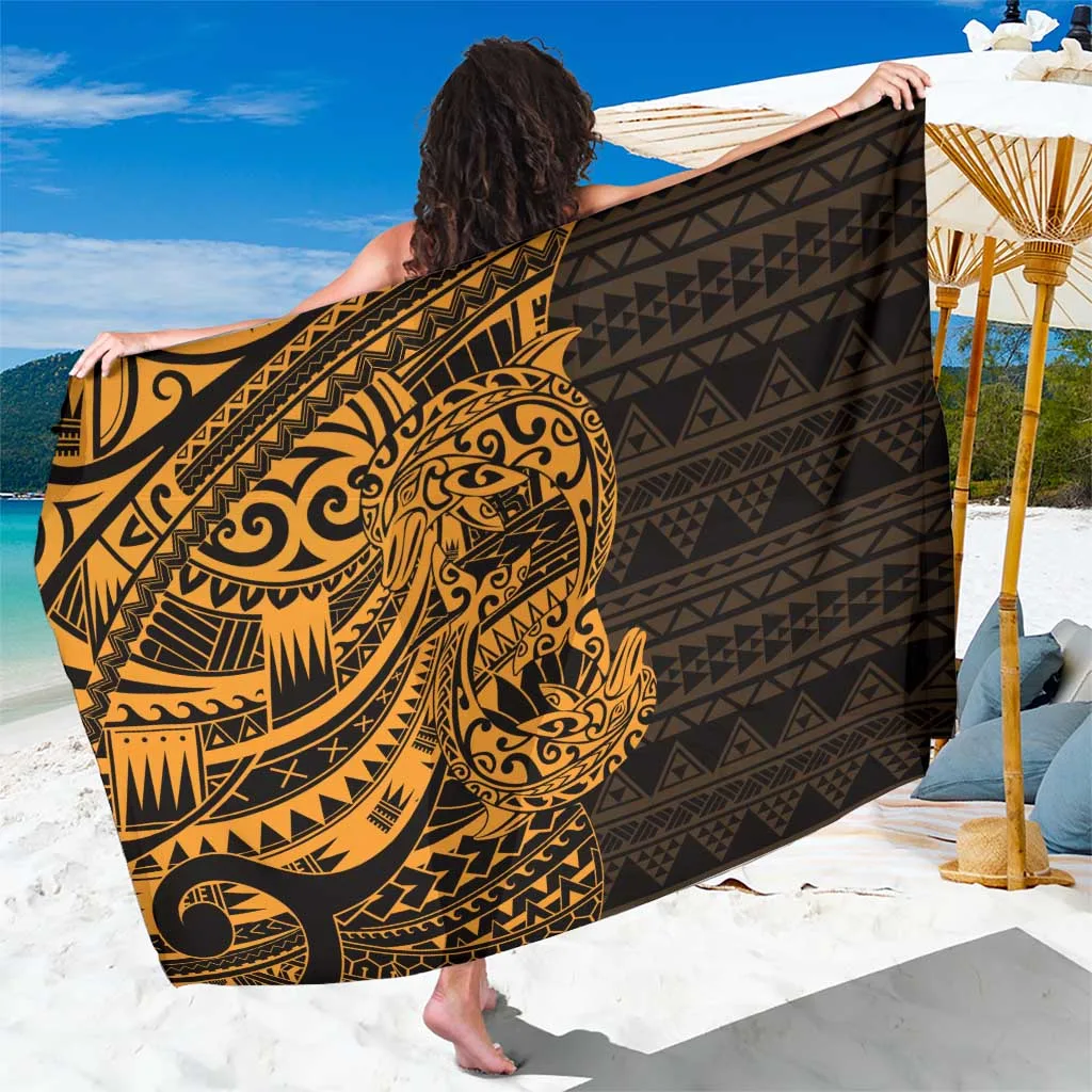 Gold Couple Dolphins Maori Polynesian Style Sarong - main view