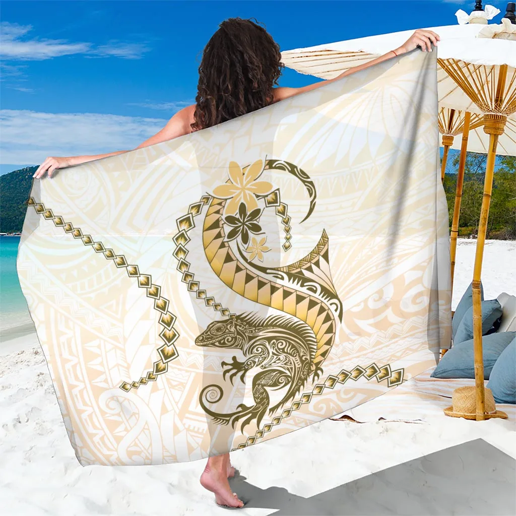 Gold Maori Tuatara Geometric Print Sarong Polynesian Tribal Beach Wrap Wholesale Pareo - main view