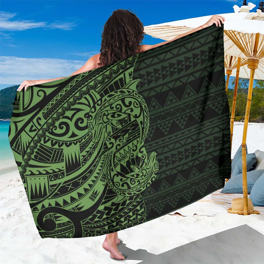 Green Couple Dolphins Maori Polynesian Style Sarong - main view