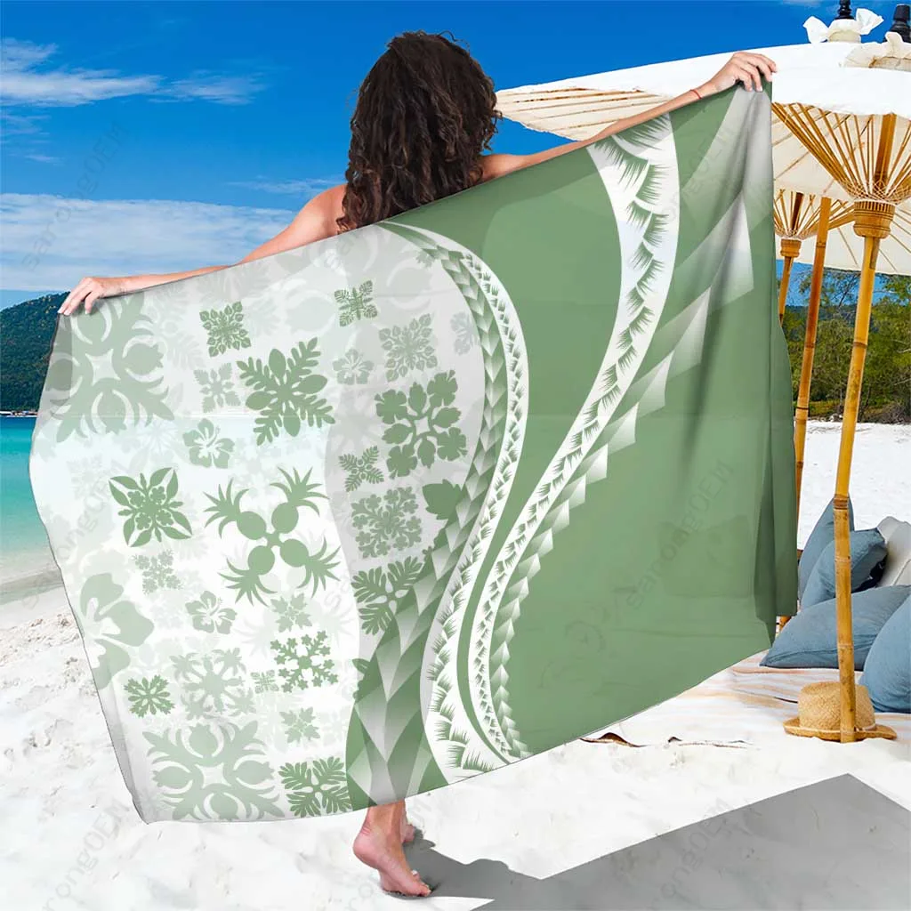 Green Hawaiian Quilt Pattern Sarong Polynesian Tribal Arty Beach Wrap Pareo Wholesale