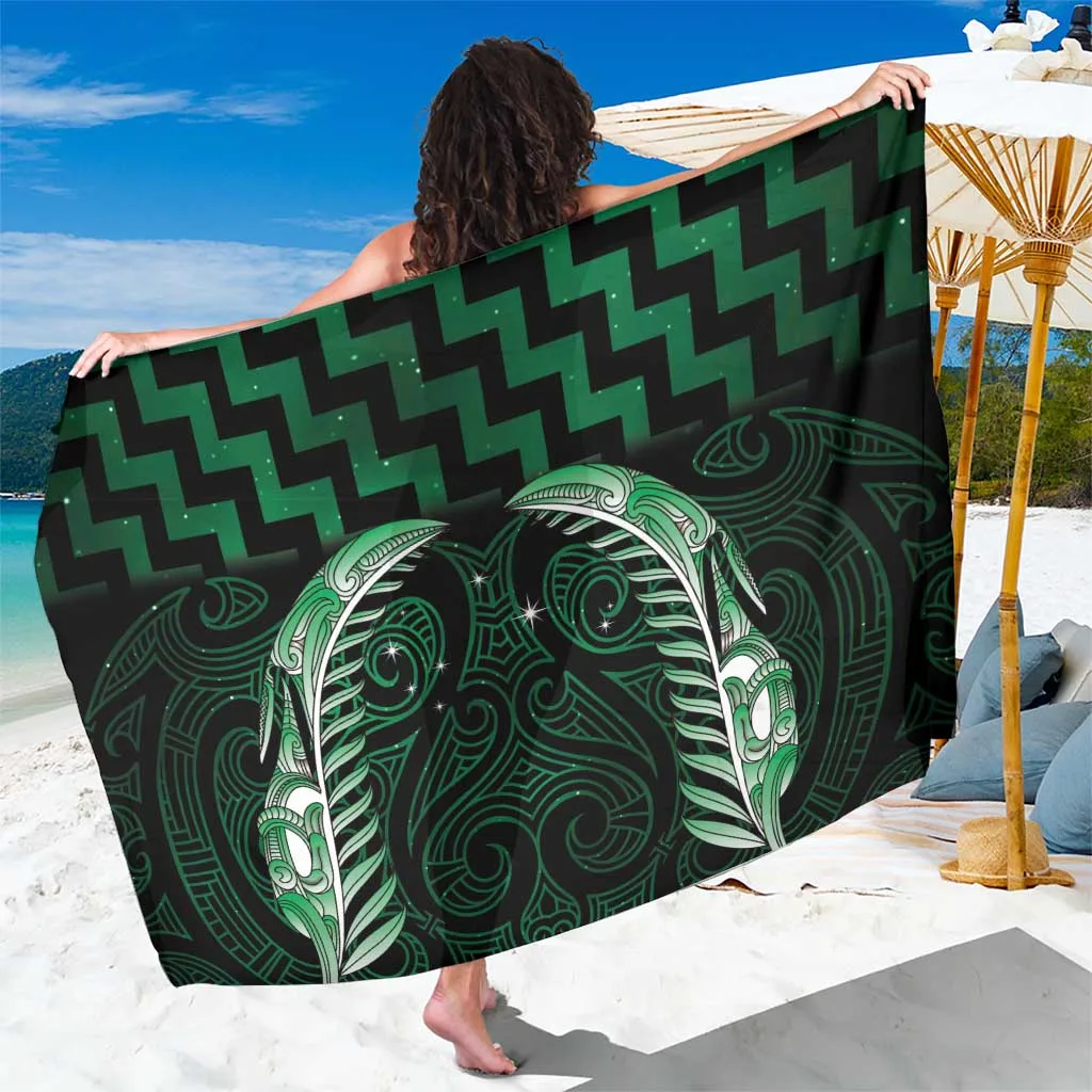 Green Matariki Maori Poutama Galaxy Print Sarong Beach Wrap Polynesian Resort Cover Up Wholesale Pareo - main view