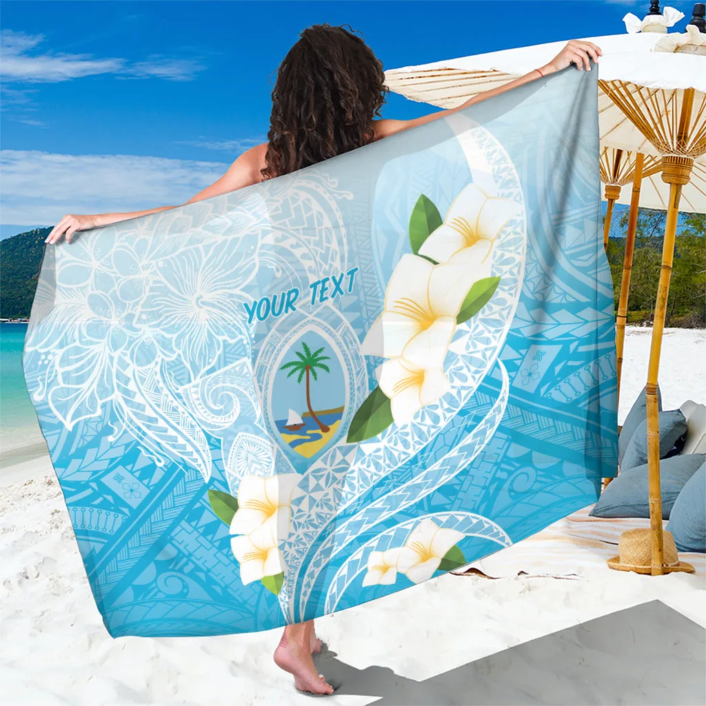 Aqua Gradient Guam Chamorro Guasali Flowers Sarong Tropical South Pacific Beach Wrap Wholesale Pareo - main view