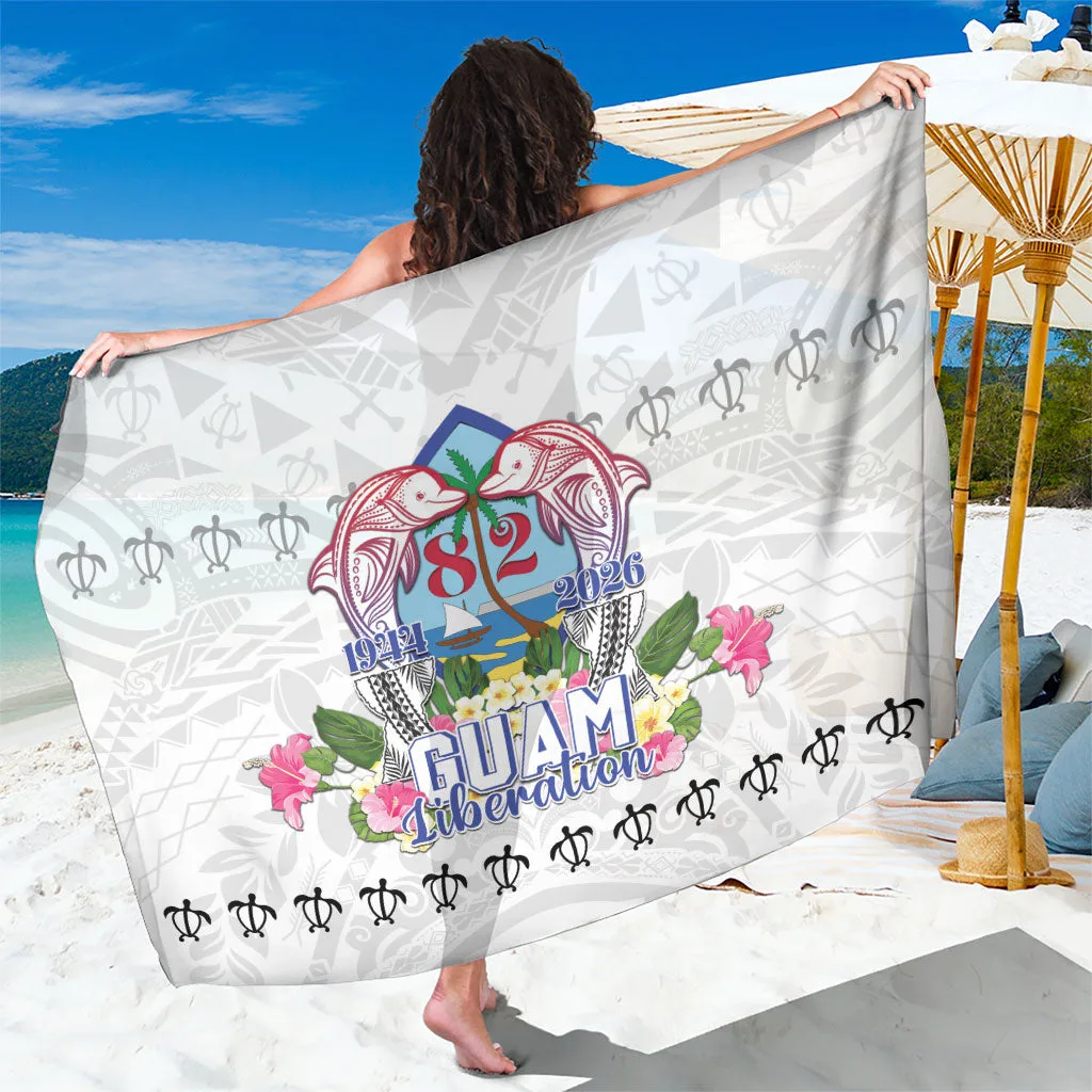 Blue Guam Chamorro Liberation Day 80th Anniversary Tribal Hibiscus Print Sarong Beach Wrap Resort Cover Up Wholesale Pareo - main view