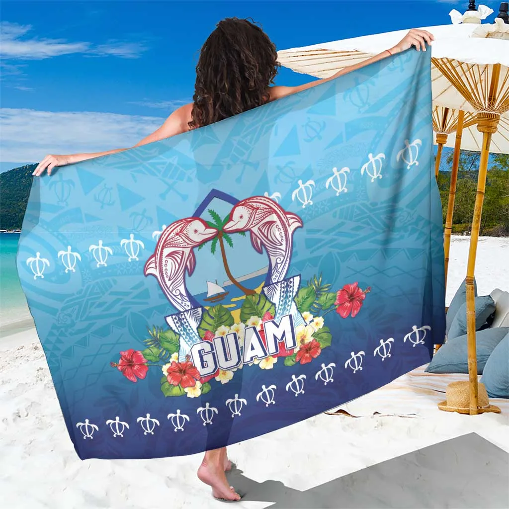 Blue Tribal Dolphin Print Sarong Guam Chamorro Style Beach Wrap Pareo for Resort Wholesale - main view