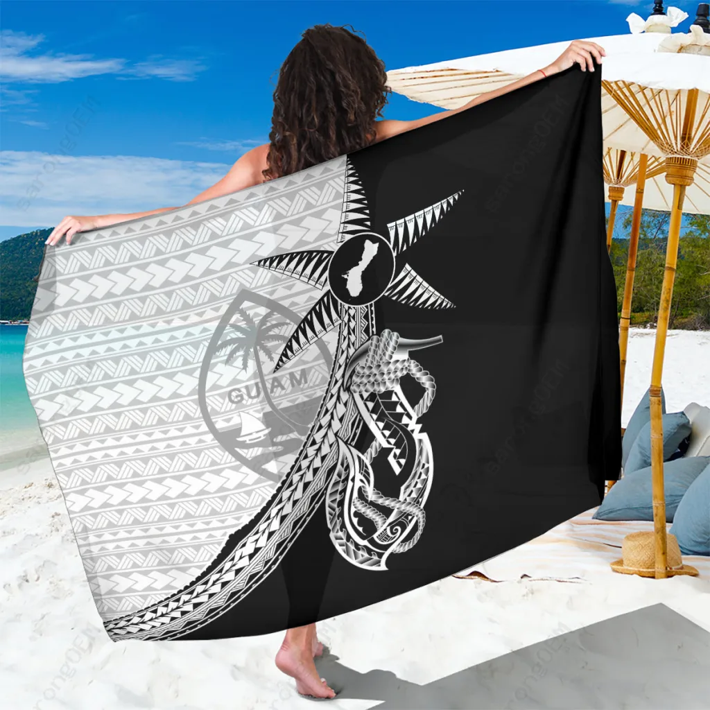 Polynesian Palm Fish Hook Print Sarong Tropical Beach Wrap Pareo Resort Cover Up Wholesale - main view