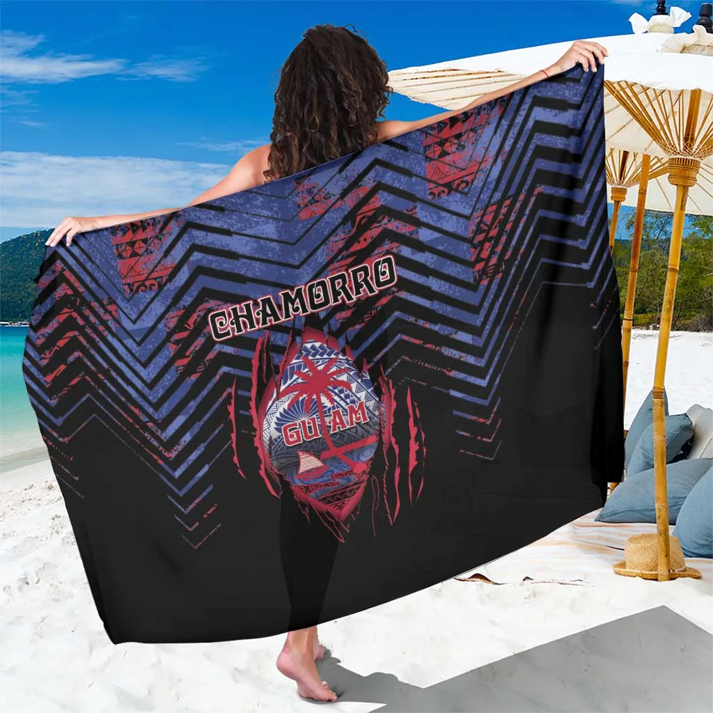 Black Tribal Guam Chamorro Seal Scratch Design Print Sarong South Pacific Beach Wrap Wholesale Pareo - main view
