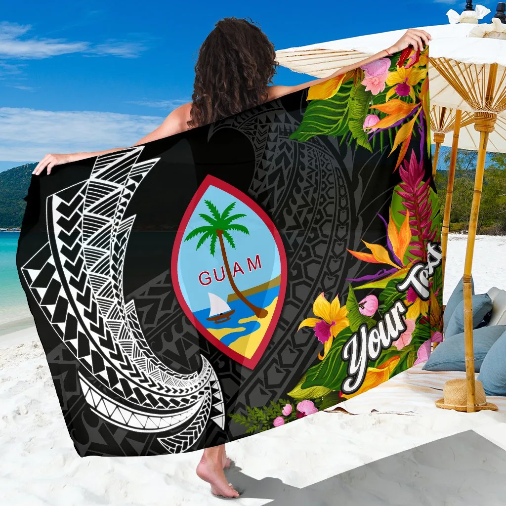 Deep Blue Gold Spiral Polynesian Turtle Hibiscus Print Sarong South Pacific Resort Beach Wrap Wholesale Pareo - main view