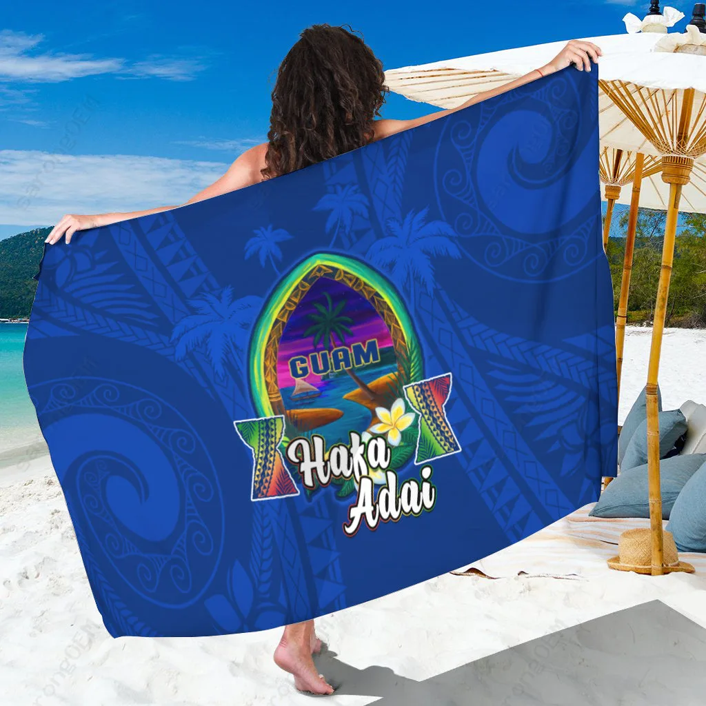 Cream White Guam Hafa Adai Latte Stone Chamorro Tribal Print Sarong South Pacific Island Beach Wrap Wholesale Pareo - main view