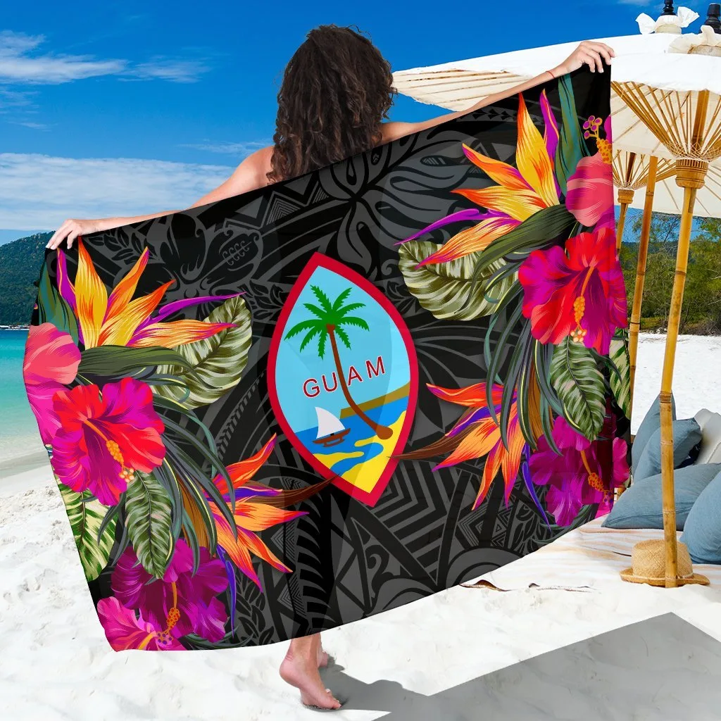 Blue Hibiscus Polynesian Print Sarong Beach Wrap Resort Hotel Cover Up Wholesale Pareo - main view