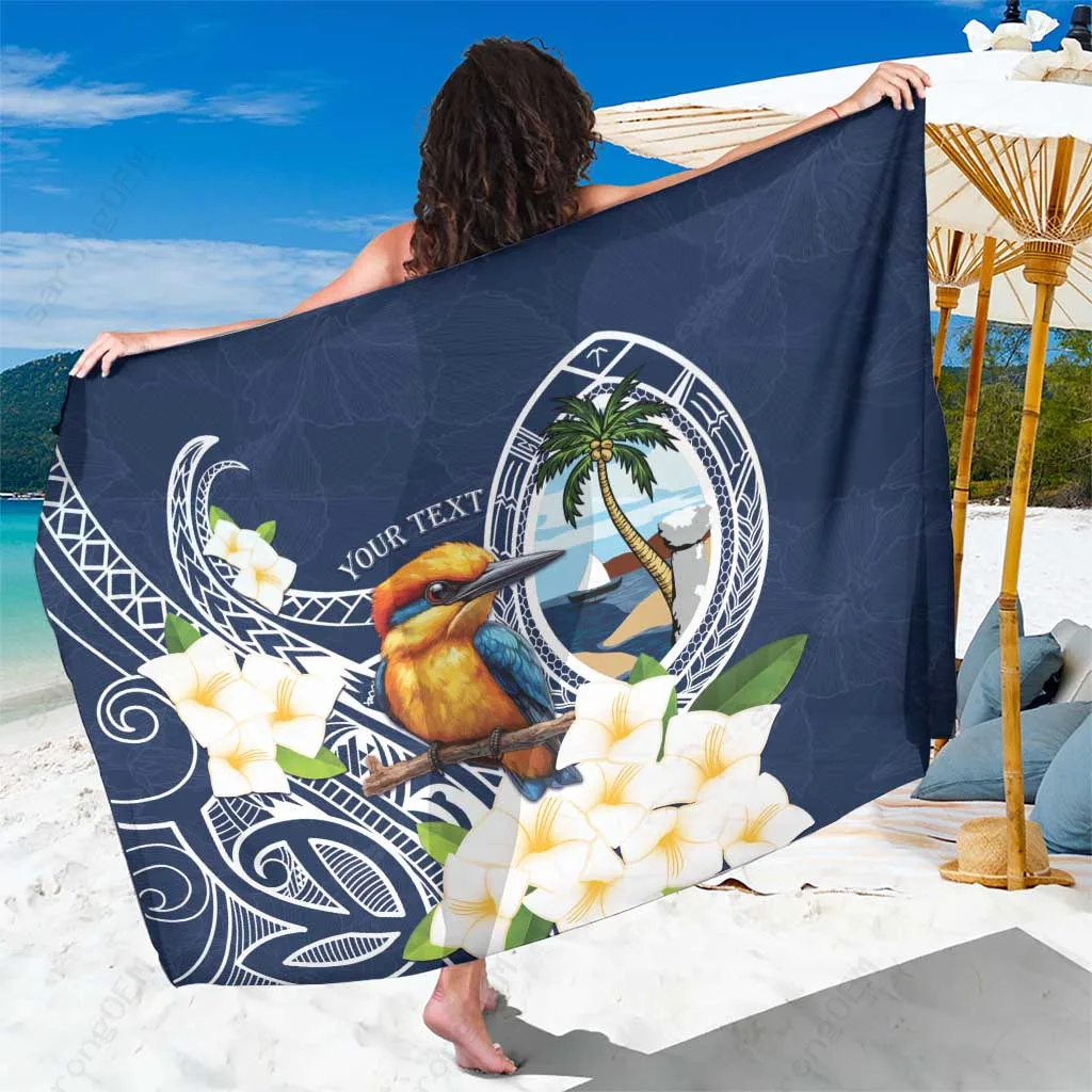 Light Blue Tropical Fish Coral Seaweed Print Sarong Beach Wrap Oceanic Island Style Pareo Wholesale - main view