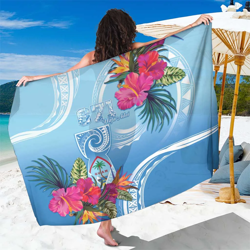 Blue Gradient Tropical Flowers Hibiscus Plumeria Print Sarong South Pacific Beach Wrap Wholesale Pareo - main view