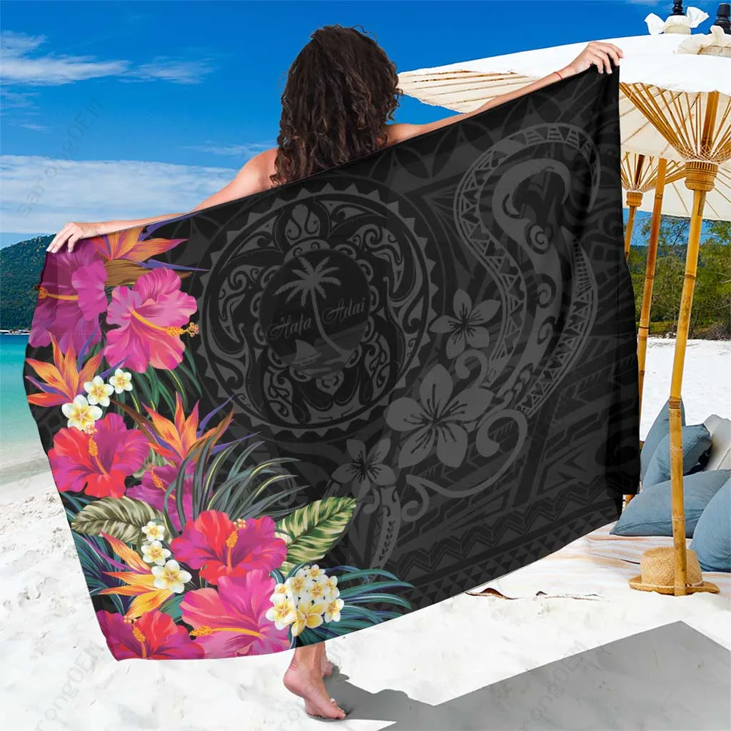 Colorful Tropical Flower Print Sarong Beach Wrap Polynesian Resort Cover Up Wholesale Pareo