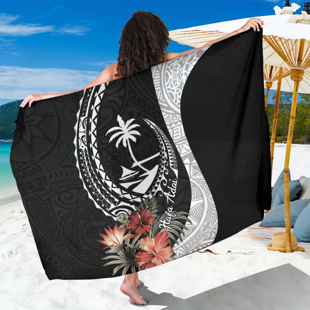 Tropical Flowers Polynesian Print Sarong Rayon Beach Wrap Pareo for Resort Hotel OEM - main view
