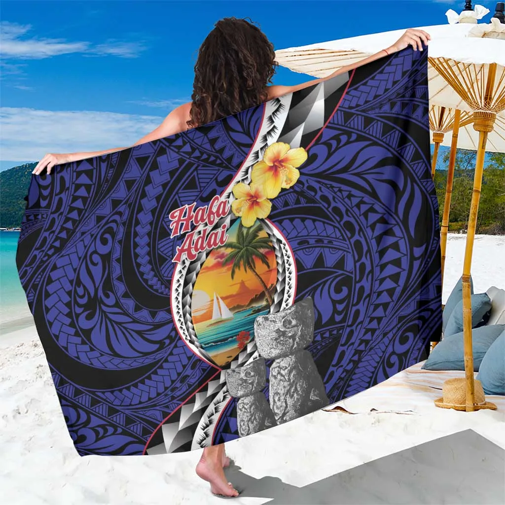 Off-White Hafa Adai Guam Seal Latte Stones Turtle Artwork Print Sarong Polynesian Island Beach Wrap Wholesale Pareo - main view